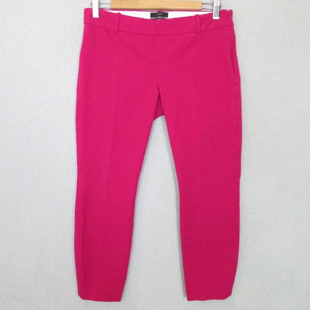 J. Crew Minnie Stretch Ankle Pants Womens 6 Pink Mid Rise Casual Flat Front Zip